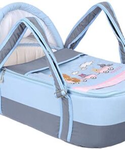 Mix and Max Embroidered Baby Carrycot ( Train Baby Blue color #110 )
