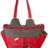 Mix & Max Leather Diaper Shoulder bag with embroidery ( Home Red #217 )