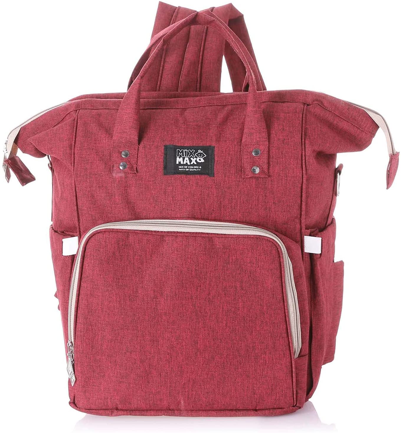 Mix & Max Leather Diaper Backpack bag ( Red #236 )