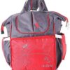 Mix & Max Leather Diaper Backpack bag with embroidery ( Home Red #245 )