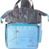 Mix & Max Leather Diaper Backpack bag with embroidery ( Home Baby Blue #247 )