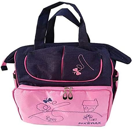 Mix & Max Leather Diaper Backpack bag with embroidery ( Home Fushia #246 )