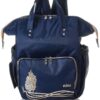 Mix & Max Leather Diaper Backpack bag with embroidery ( Tree Blue #257)