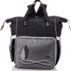 Mix & Max Leather Diaper Backpack bag with embroidery ( Tree Grey #258 )