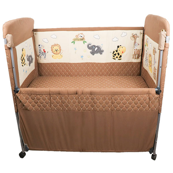 Mix & Max Multi Option Baby Large Iron Bed rocking (or fixed as desired) embroidered #550