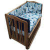 Beech wood bed, 120*70 cm, with 3 level mattress + full bedding set