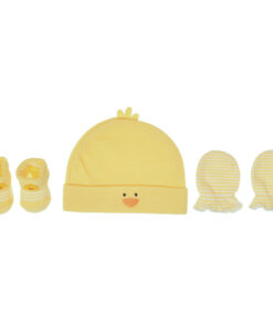 Mix & Max Baby Gift Set One size (Head Icecap+Sock+Hand Cover) Cotton 100% - Yellow