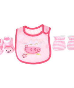 Mix & Max Baby Perfect Gift Set One size (Bib+Sock+Hand Cover) Cotton 100% - Pinky