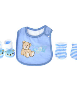 Mix & Max Baby Perfect Gift Set One size (Bib+Sock+Hand Cover) Cotton 100% - Navy Bear