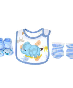 Mix & Max Baby Perfect Gift Set One size (Bib+Sock+Hand Cover) Cotton 100% - Elephant
