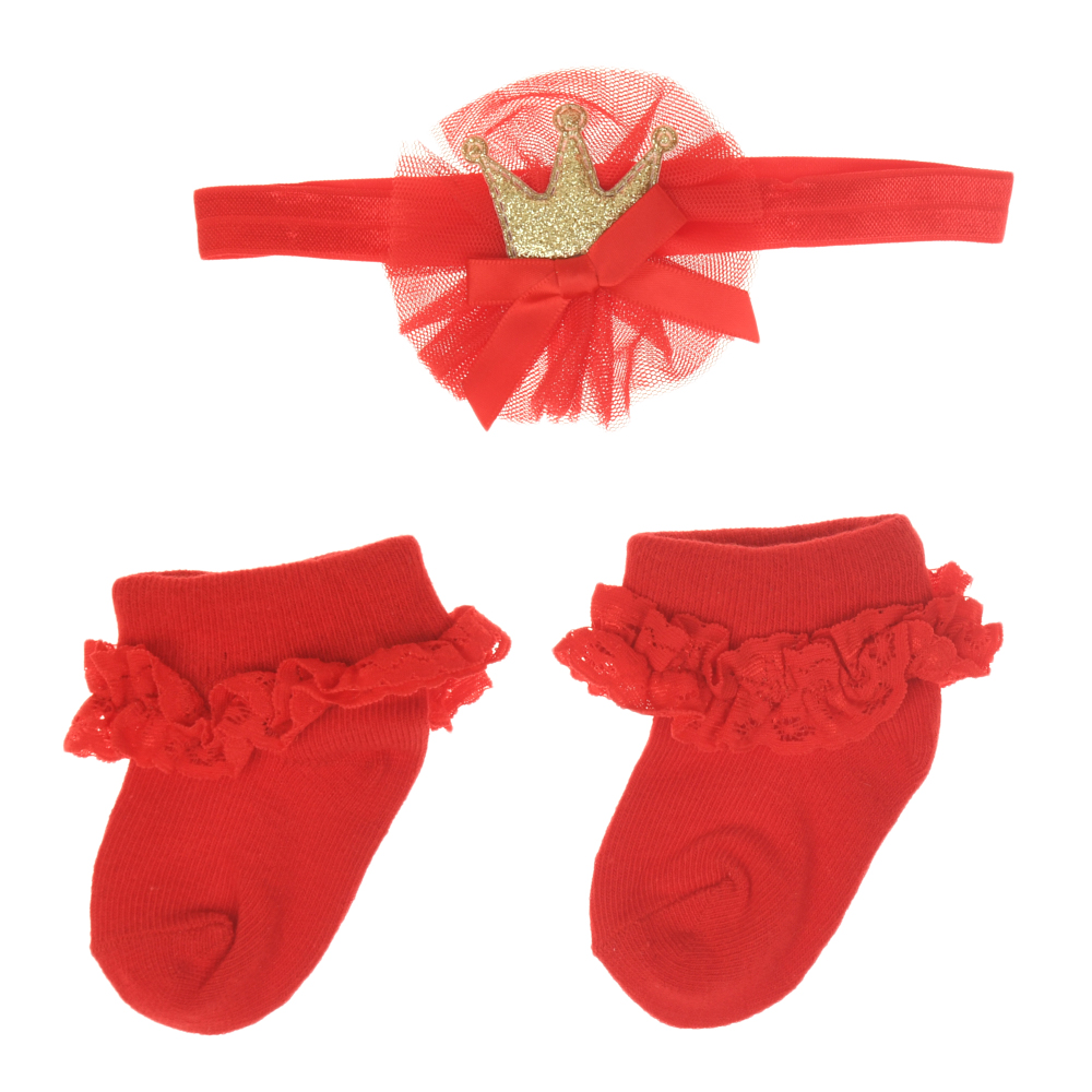 Mix & Max Baby Gift (2 Sets) One size ( Sock + Sortiet Microfiber Headband Elastic Makeup ) - 2 sets