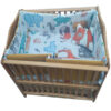 Beech wood bed, 120*70 cm, with 3 level mattress + full bedding set