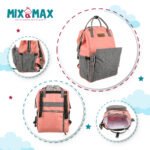Premium Elegant Mum Large Diaper Backpack bag waterproof - Mix and Max - Grey and Simon2 - Image 5