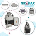 Premium Elegant Mum Large Diaper Backpack bag waterproof multifunction SET 4 in 1 - Mix and Max - Grey and Black - Image 2