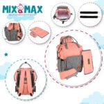 Premium Elegant Mum Large Diaper Backpack bag waterproof multifunction SET 4 in 1 - Mix and Max - Grey and Simon - Image 2