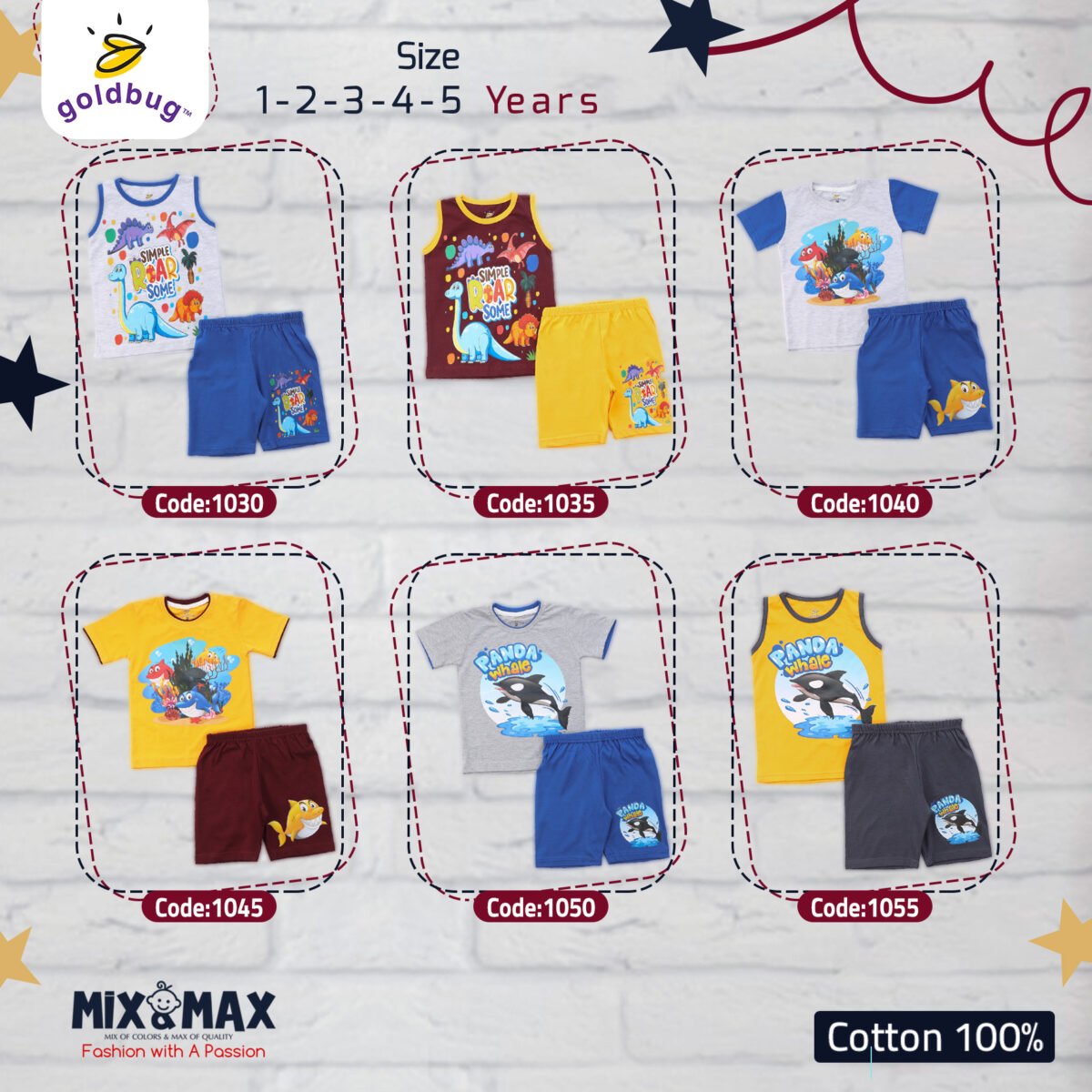 Kid Cotton 100% Pajama size 1 Year to 5 Years Old (5 Sizes) - Code 1000 - Mix and Max - Sizes: From 1 Y to 5 Y - Image 4