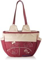 Leather Diaper Shoulder bag with embroidery ( Home Dark red ) - Mix and Max - Colors: Beige, Blue, and Fuchsia - Sizes: 0-9 M