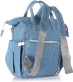 Leather Diaper Backpack bag ( baby Blue ) - Mix and Max - Colors: Beige, Black, and Fuchsia - Sizes: 0-9 M - Image 3
