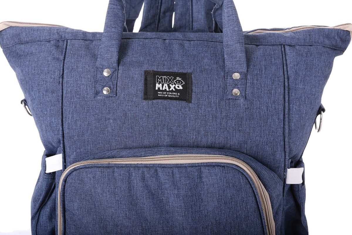 Leather Diaper Backpack bag ( Blue ) - Mix and Max - Colors: Beige, Black, and Fuchsia - Sizes: 0-9 M - Image 5