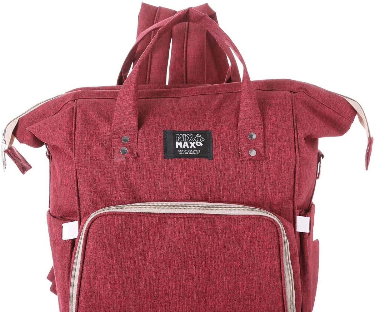 Leather Diaper Backpack bag ( Red ) - Mix and Max - Colors: Beige, Black, Blue, and Fuchsia - Sizes: 0-9 M - Image 4
