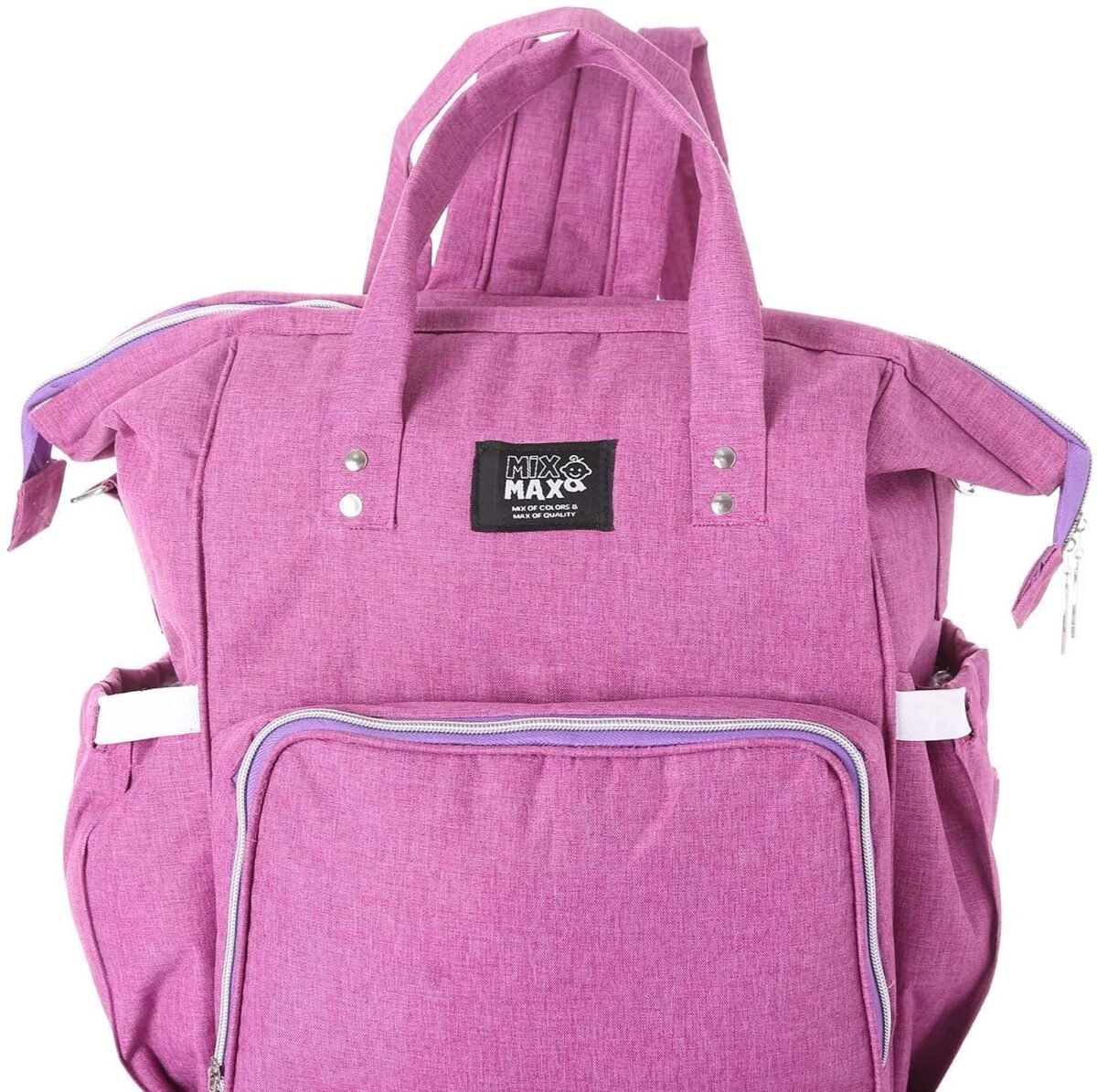 Leather Diaper Backpack bag ( Fushia ) - Mix and Max - Colors: Beige, Black, and Blue - Sizes: 0-9 M - Image 4