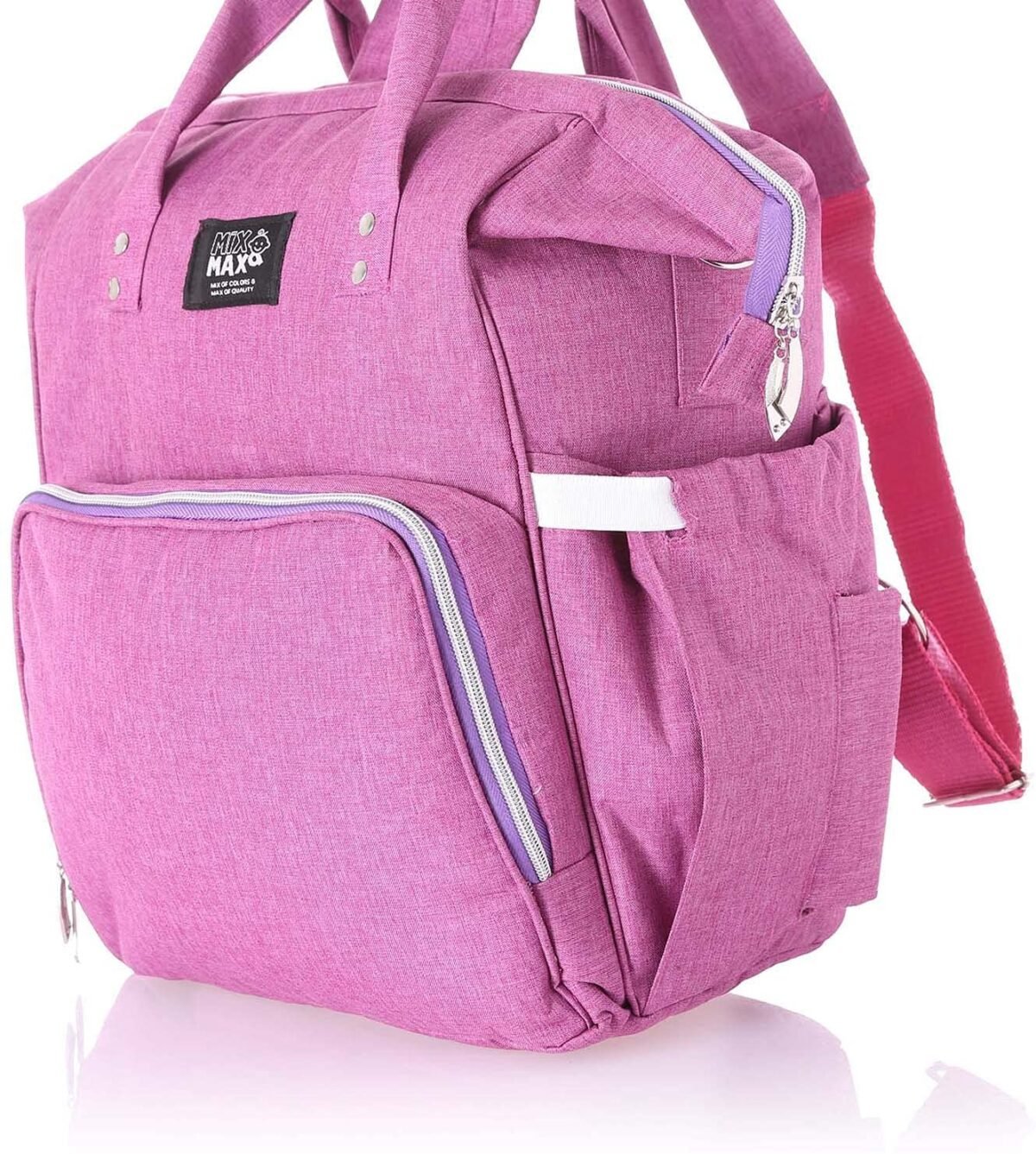 Leather Diaper Backpack bag ( Fushia ) - Mix and Max - Colors: Beige, Black, and Blue - Sizes: 0-9 M - Image 1
