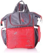 Leather Diaper Backpack bag with embroidery ( Home Red ) - Mix and Max - Colors: Beige, Fuchsia, and Light Blue - Sizes: 0-9 M