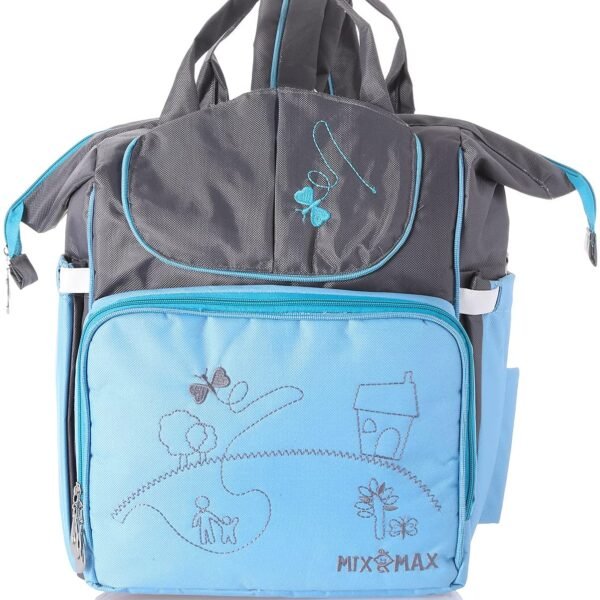 Leather Diaper Backpack bag with embroidery ( Home baby Blue ) - Mix & Max - Colors: Beige, Fuchsia, and Red - Sizes: 0-9 M