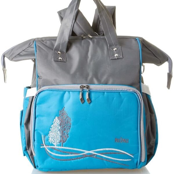 Leather Diaper Backpack bag with embroidery ( Tree baby Blue ) - Mix & Max - Colors: Beige, Black, and Fuchsia - Sizes: 0-9 M
