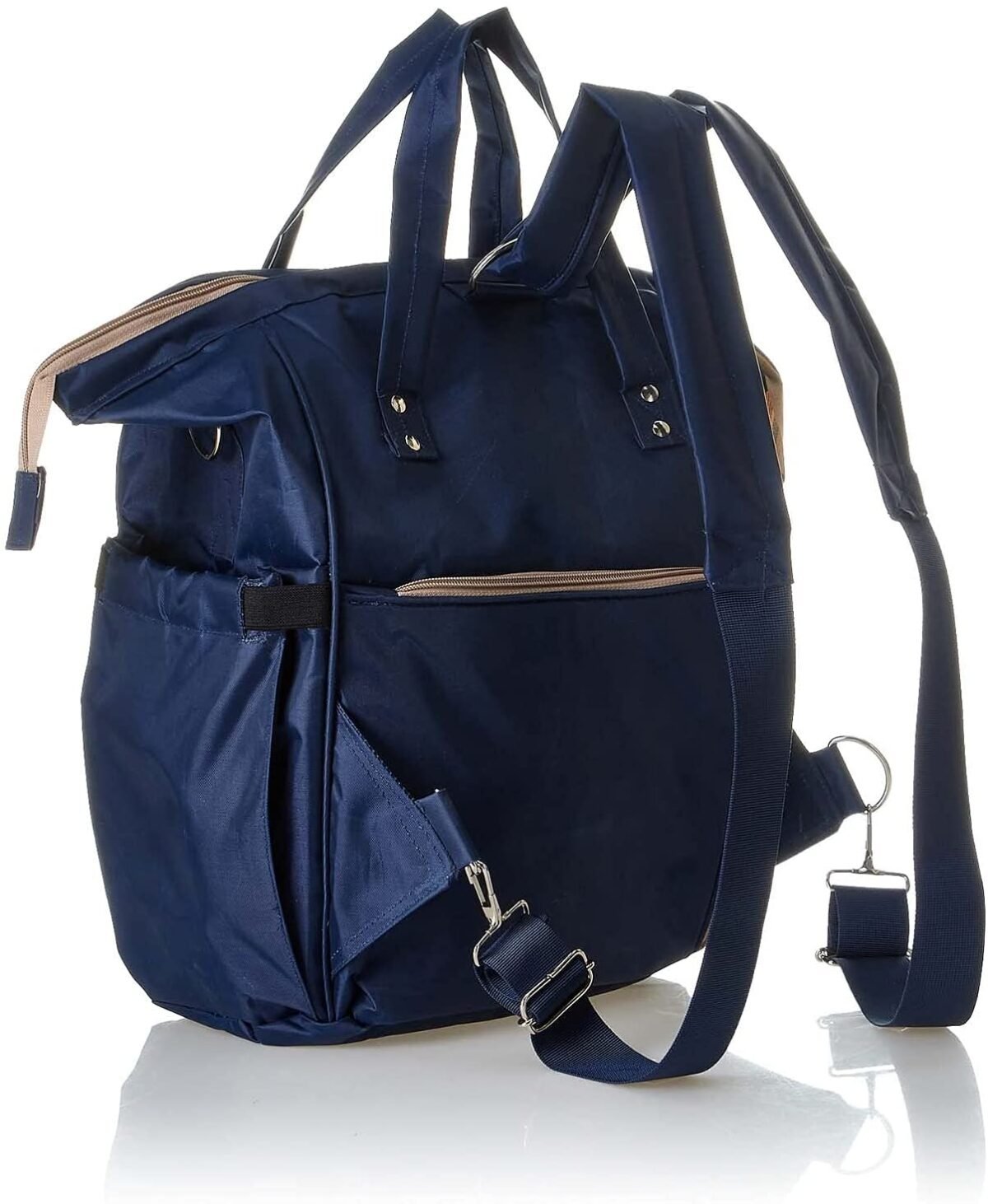 Leather Diaper Backpack bag with embroidery ( Tree Blue ) - Mix and Max - Colors: Beige, Black, and Fuchsia - Sizes: 0-9 M - Image 5