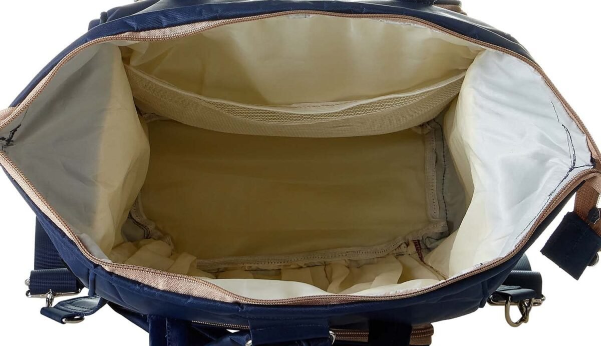 Leather Diaper Backpack bag with embroidery ( Tree Blue ) - Mix and Max - Colors: Beige, Black, and Fuchsia - Sizes: 0-9 M - Image 6