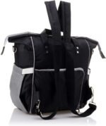 Leather Diaper Backpack bag with embroidery ( Tree Grey ) - Mix and Max - Colors: Beige, Black, Blue, and Fuchsia - Sizes: 0-9 M - Image 3