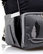 Leather Diaper Backpack bag with embroidery ( Tree Grey ) - Mix and Max - Colors: Beige, Black, Blue, and Fuchsia - Sizes: 0-9 M - Image 4