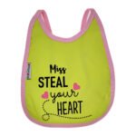 Multi-colors Printed Bib with diaper back Average size 27*19cm (2 Pieces) Girl g - Mix and Max - Colors: Fuchsia, Grey, and Light Blue - Sizes: 0-18 - Image 7