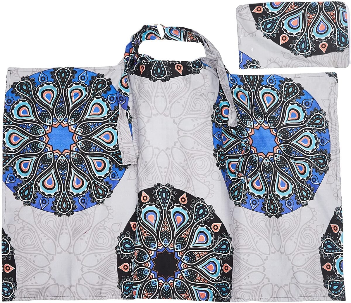 Baby Nursing Scarf Cover Up Apron for Mum Breastfeeding Cover (Privacy Feeding cover) (With mosquito Net Window) - Mix and Max - Colors: Beige and Light Blue - Sizes: 0-9 M - Image 1