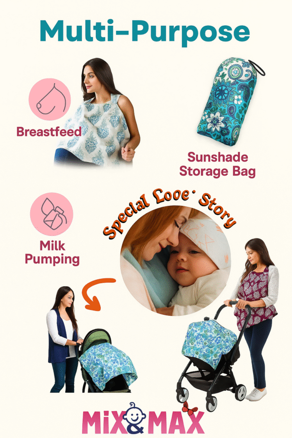 Nursing Baby Apron Cover for Breastfeeding Comfortable with Privacy mosquito Net Window Mix and Max