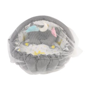 Baby Nest with Soft Toys and Mosquito Net Comfortable Infant Sleeping Bed Multi color Mix and Max