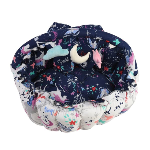 Baby Nest with Soft Toys and Mosquito Net Comfortable Infant Sleeping Bed Multi color Mix and Max - Image 6