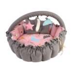 Baby Nest with Soft Toys and Mosquito Net – Comfortable Infant Sleeping Bed Pinky color Mix and Max