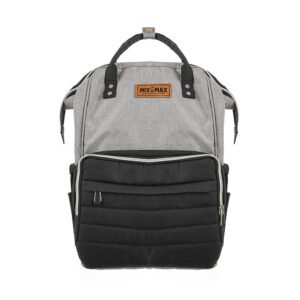 Premium Mum Diaper Backpack – Stylish Multi-Pocket Baby Travel Bag - Mix and Max - Grey and Black1