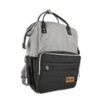 Premium Elegant Mum Large Diaper Backpack bag waterproof multifunction SET 4 in 1 - Mix and Max - Grey and Black - Image 5