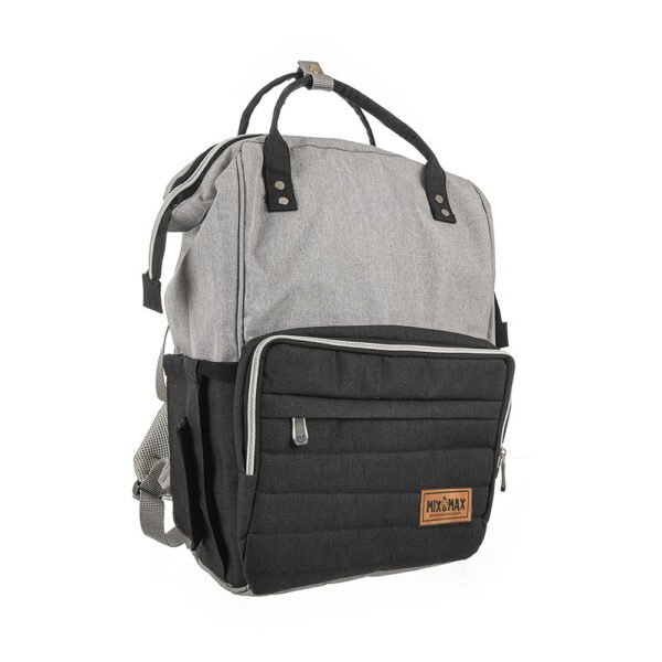 Premium Elegant Mum Large Diaper Backpack bag waterproof multifunction SET 4 in 1 - Mix and Max - Grey and Black - Image 5
