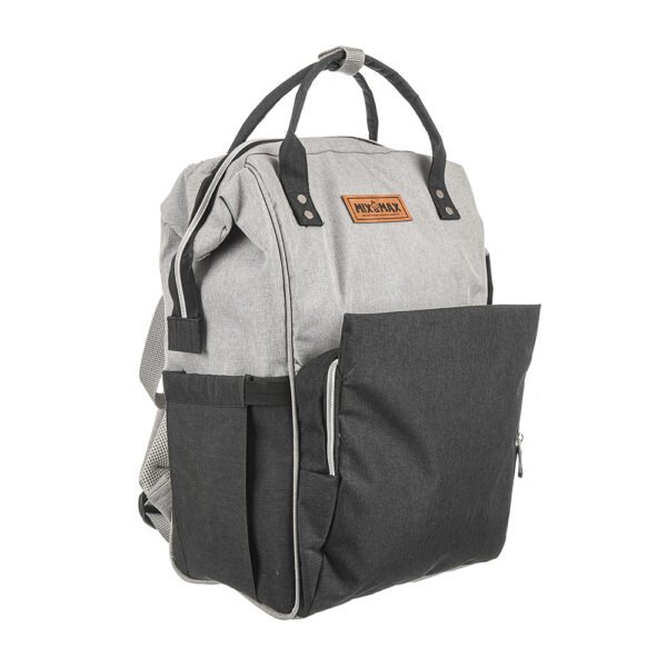Premium Elegant Mum Large Diaper Backpack bag waterproof - Mix and Max - Grey and Black2
