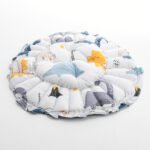 Baby Nest with Soft Toys and Mosquito Net – Comfortable Infant Sleeping Bed blue white color Mix and Max