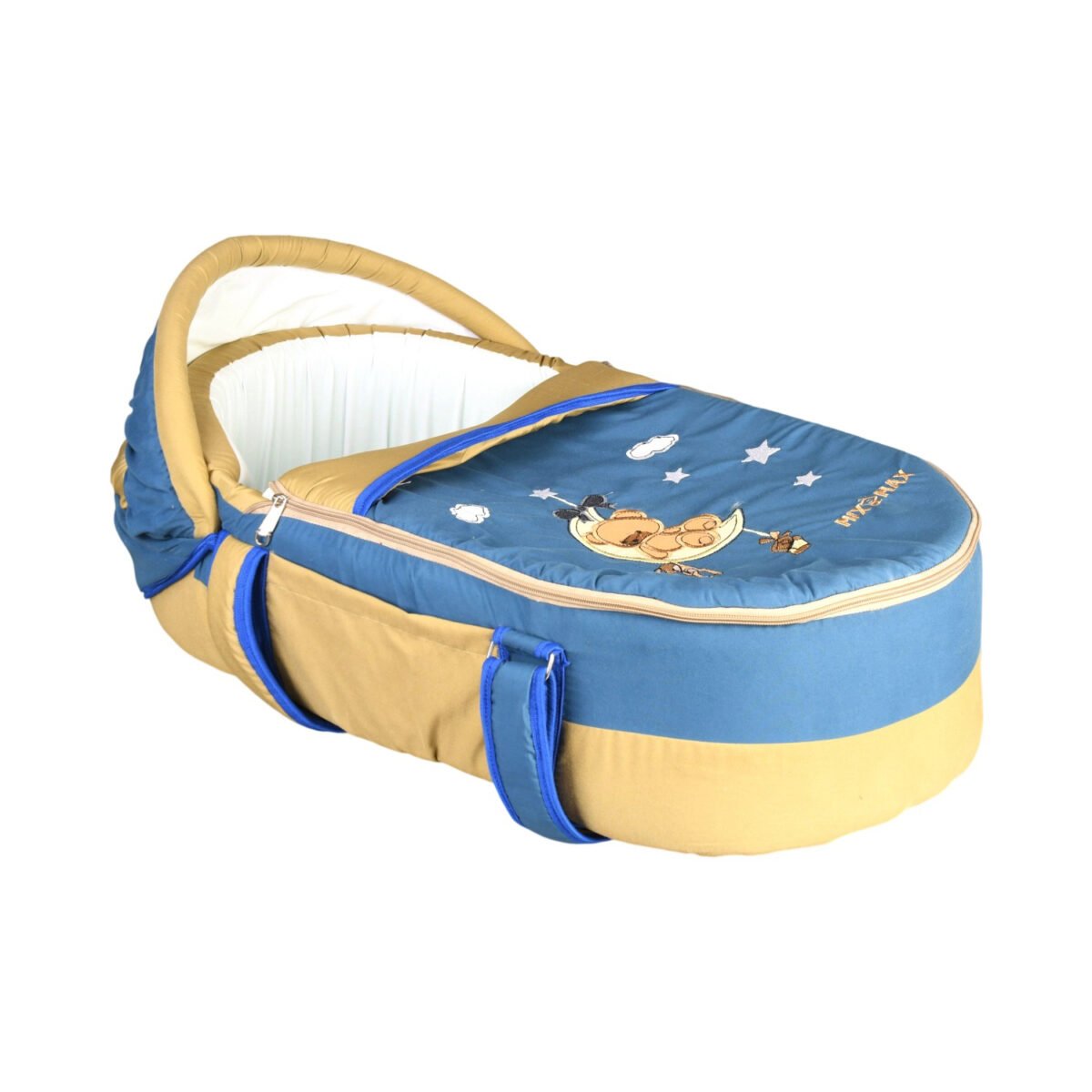 Portable Baby Carrycot Portable Bed Lightweight Carrycot ( Bear on Moon Blue and Beige color ) - Sizes: 0-12 M - Mix and Max - Image 9