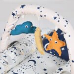 Baby Nest Bed for Newborns Portable Baby Lounger and Sleep Pod Navy blue White Mix and Max - Image 5