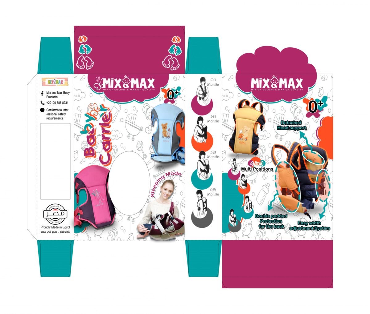 Baby Carrier 4 Positions 4 in 1 (Navy Blue# 318) - Mix and Max - Sizes: 0-24 M - Image 8