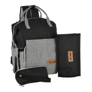 Premium Elegant Mum Large Diaper Backpack bag waterproof multifunction SET 4 in 1 - Mix and Max - Black and Grey 2