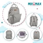 Premium Elegant Mum Large Diaper Backpack bag waterproof - Mix and Max - Grey4 - Image 5