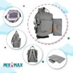 Premium Elegant Mum Large Diaper Backpack bag waterproof multifunction SET 4 in 1 - Mix and Max - Grey 2 - Image 3